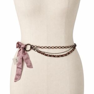 GAP Chain Belt Pink Ribbon Layered Y2k Boho Womens M/L Tie Closure